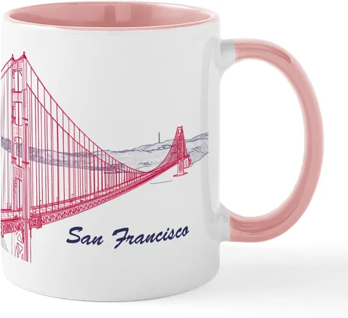 Vista 37 de CafePress Taza de café de cerámica de 11 oz (11.0 fl oz) de San Francisco Blanco - Taza San Francisco
