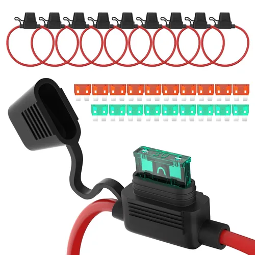 Vista 8 de DAIERTEK Portafusibles en línea 12V 12 AWG impermeable para fusible de cuchilla ATC/ATO con fusible en línea de 20 Amp 30 Amp 40 Amp, Portafusibles