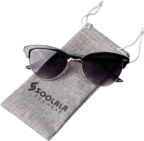 Vista 2 de SOOLALA 2 pares de gafas de lectura de ojo de gato sin montura para mujer