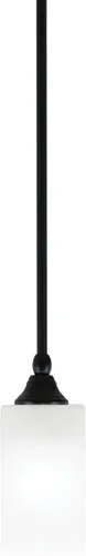 Vista 79 de Toltec Lighting Tallo Colgado Mini colgante, acabado de cobre negro, 3.5" cuadrado humo burbuja vidrio