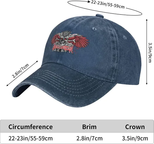 Vista 8 de Cowboy Hat Trendy Hats for Man and Women Djustable Four Season Outdoor Baseball Cap of Hell Skull with Angel Navy Blue