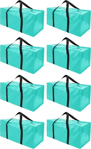 Vista 11 de PANDA JOYS Bolsas de mudanza extra grandes con cremalleras y asas de transporte, bolsa de almacenamiento resistente para ahorrar espacio, Negro