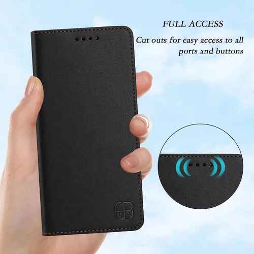 Vista 6 de Funda tipo cartera para Motorola E22 4G / E22i 4G, con ranuras para tarjetas de bloqueo RFID, función atril, funda protectora a prueba de golpes