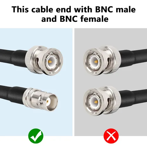 Vista 2 de MOOKEERF Cable coaxial BNC macho a BNC hembra de 50 ohmios RG8X coaxial de pérdida ultra baja para antena, radio RF, módem, osciloscopio, espectro