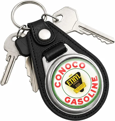Vista 99 de Brotherhood Round Key Chain for Vintage Motor Oil, Petroleum, and