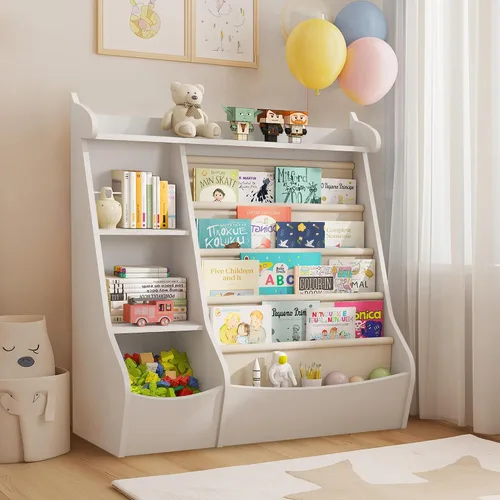 Vista 15 de Estantería para niños FKWin, organizador de almacenamiento de juguetes para niños, estante de almacenamiento para bebés, estanterías de madera