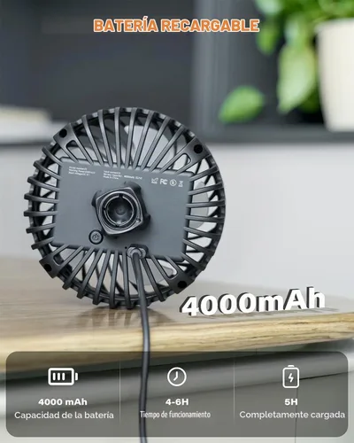 Vista 5 de A2C Ventilador recargable de 4.7" para bicicleta Peloton y bicicleta