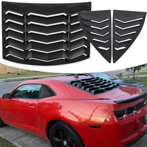 Vista 11 de Rejillas para ventana trasera para Chevrolet Chevy Camaro 2010 2011 2012 2013 2014 2015, parabrisas, estilo Lambo, mate negro, ABS, cubierta parasol