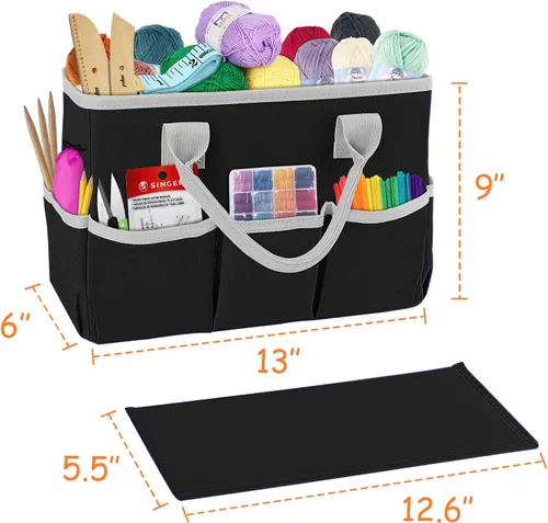 Vista 2 de ZKOO Organizador de Almacenamiento de Suministros de Arte Caddy, Bolsas de Transporte para Manualidades con Bolsillos para Organización de Álbumes
