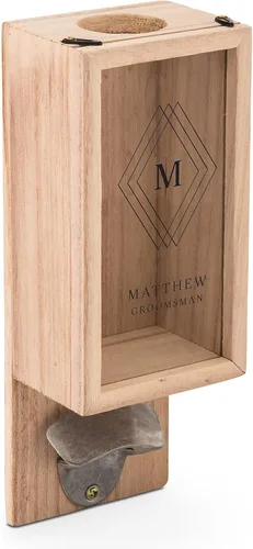 Vista 10 de Weddingstar Abrebotellas montado en la pared de madera personalizado y soporte para tapa de botella - Brewery Co
