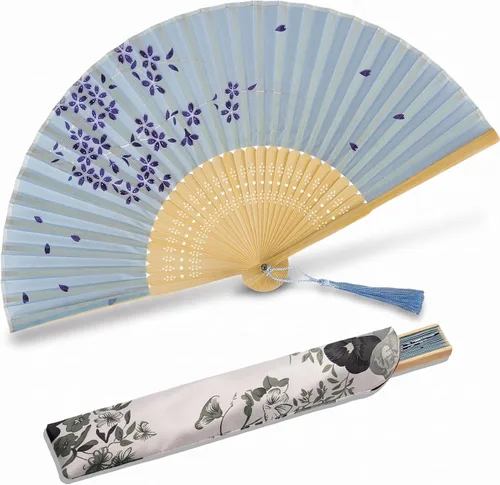 Vista 5 de Ventilador de mano plegable para mujer, ventilador de mano, marrón