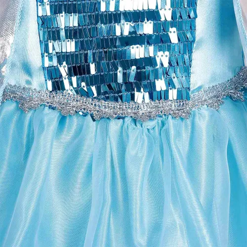Vista 6 de LOEL Disfraz de princesa, vestido azul, vestido de fiesta de Navidad para niñas pequeñas