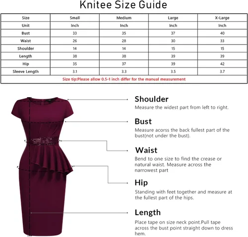 Vista 6 de Knitee Vestido de cóctel ajustado para mujer, estilo vintage, con volantes, con lentejuelas, cinturón para trabajo, negocios, oficina, cóctel