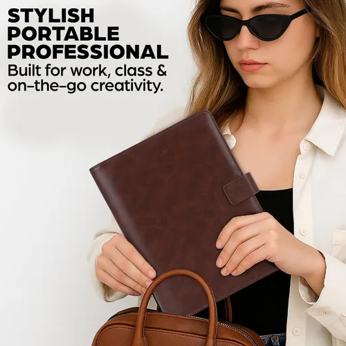 Vista 2 de Trailblaze Funda de cuero para cuaderno compatible con Rocketbook Cuaderno de lujo de cuero para hombres y mujeres Organizador de cartera