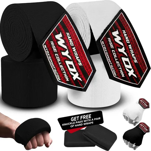 Vista 15 de WYOX Boxing Hand Wraps Inner Gloves, Elasticated Thumb Loop Bandages Mexican Style Under Mitts Wrist Wrap Protection Muay Thai MMA Kickboxing