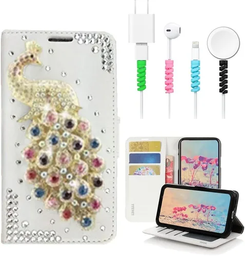 Vista 9 de Bling - Funda para Samsung Galaxy S21, diseño de pavo real en 3D, color negro
