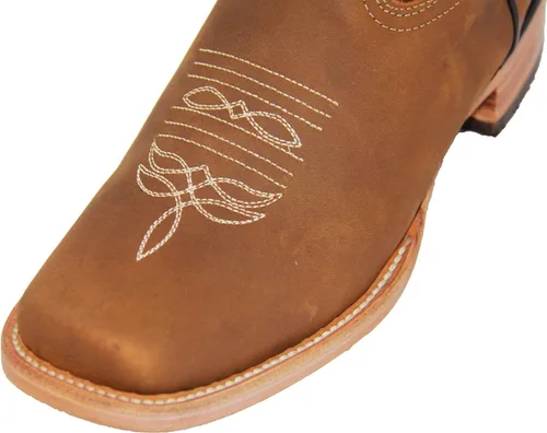 Vista 3 de Bota vaquera vaquera bordada de cuero para mujer