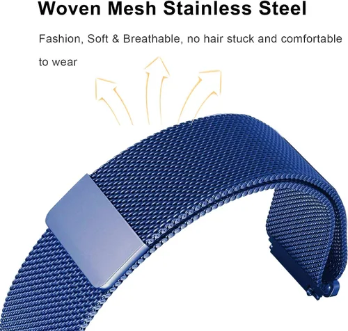 Vista 4 de Correa de reloj de liberación rápida compatible con Fossil Gen 5E Smartwatch Correa de repuesto de malla metálica de acero Azul