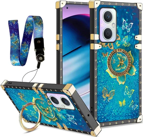 Vista 21 de nancheng Funda cuadrada para LG Stylo 5: Funda de teléfono con patrón de moda para niñas y mujeres con correa de soporte de anillo Funda protectora