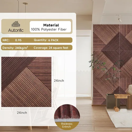 Vista 2 de Paneles acústicos de pared, paquete de 6 unidades de tamaño total de 72 x 48 pulgadas, paneles acústicos decorativos autoadhesivos para pared