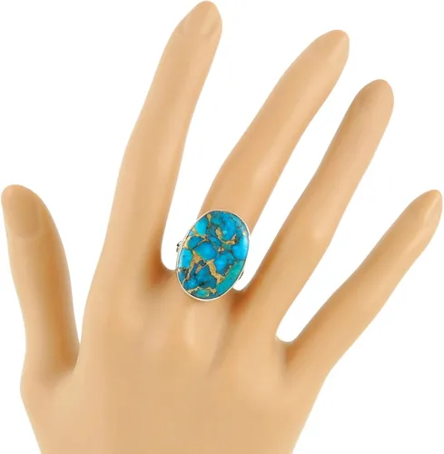 Vista 2 de Anillo turquesa de plata esterlina (elige color), Metal, Turquesa