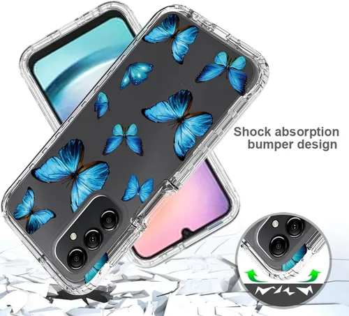 Vista 7 de Funda para Galaxy A24 4G, Samsung A24 4G SM-A245F con protector de pantalla de vidrio templado, funda protectora de cuerpo completo transparente
