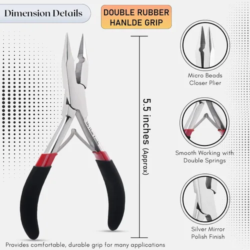 Vista 6 de Kit de Herramientas para Extensiones de Cabello Microlink Cuentas y Cinta Alicates Removedores de Extensiones de Cabello y Alicates Prensadores