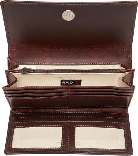 Vista 3 de Lady Conceal Hope RFID - Cartera de cuero con cordones, Caoba oscuro, Cartera triple plegable