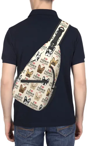 Vista 6 de Retro Skulls Crossbody Sling Mochila Hombro Pecho Urben Sling Bag Travel Senderismo Bolsa de pecho Mochila Mochila para mujeres y hombres, Bulldog