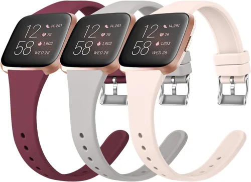 Vista 12 de Tobfit Pack 3 bandas delgadas compatibles con Fitbit Versa 2 Bands/Fitbit Versa/Fitbit Versa Lite/SE, pulsera de repuesto de silicona para hombres