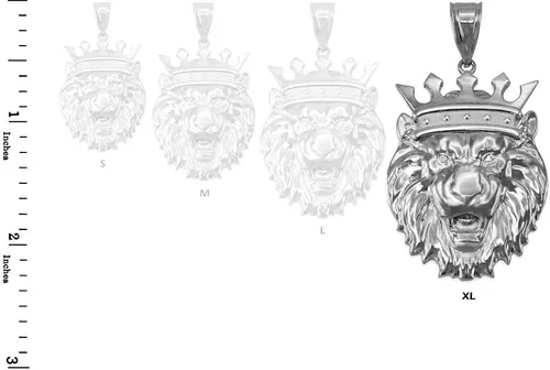 Vista 3 de Colgante de oro blanco de 14 quilates con diseño de león