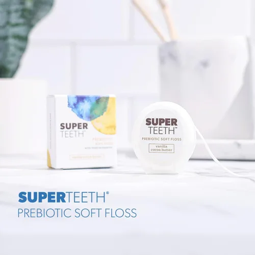 Vista 3 de SuperTeeth - Hilo dental suave prebiótico con hidroxiapatita y xilitol, hilo dental expansible para adultos y niños, ayuda a las encías sensibles