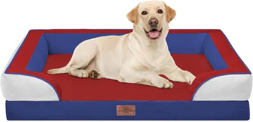 Vista 219 de Comfort Expression - Cama ortopédica para perros medianos, 28 x 19 pulgadas, cama impermeable y de apoyo de espuma con cojines removibles, sofá