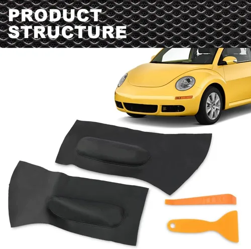 Vista 9 de CNNELL Cubierta de cuero para tarjeta de inserción de panel de puerta, compatible con VW Beetle 1998-2010, 2 unidades, color negro