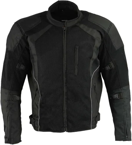 Vista 5 de Milwaukee Leather MPM1793 Chaqueta de Motociclista de Malla Blindada Negra para Hombre - Chaqueta de Motociclista para Todas las Estaciones