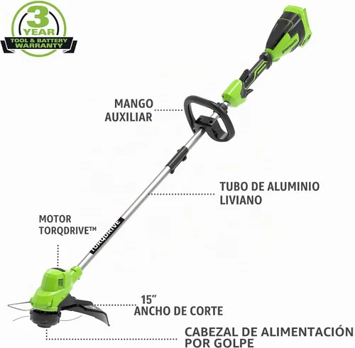 Vista 2 de Greenworks - Desbrozadora de 15 pulgada y 40 V Torqdrive, solo herramienta