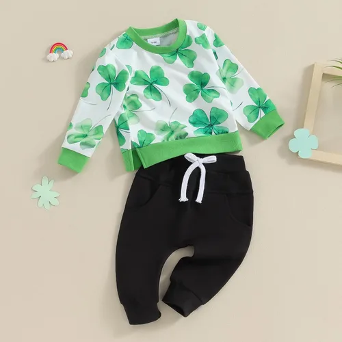 Vista 2 de Ropa para el día de San Valentín para bebé, sudadera de manga larga con letras, pantalones deportivos elásticos para otoño e invierno