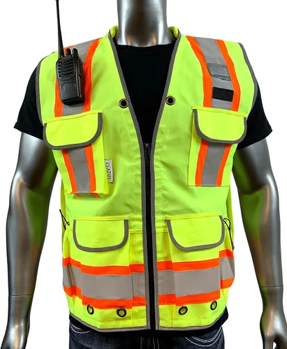Vista 8 de REXZUS A Chaleco Reflectante Clase 2 Heavy Woven Dos Tonos Ingeniero Hi Viz Chaleco de Seguridad 3M 8712 Cinta