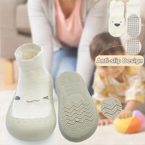 Vista 5 de 2 pares de zapatos antideslizantes estilo caroon para bebés, zapatos para niños y niñas, zapatos para caminar, zapatos de goma suave con pantuflas