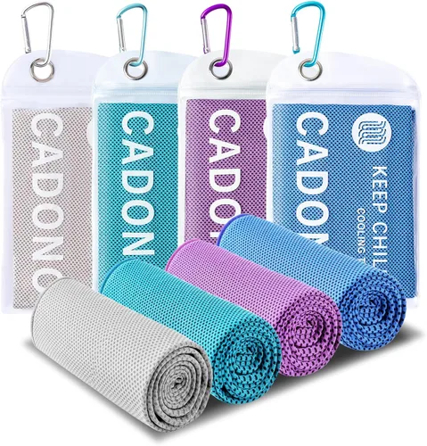 Vista 15 de Paquete de 4 toallas refrescantes (40 x 12 pulgadas), toalla de frío suave y transpirable, toalla de hielo, toalla de microfibra para yoga