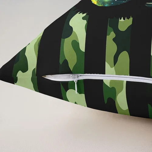 Vista 3 de Erosebridal American Flag Cushion Cases 16x16 Inch Set of 2 Army Green Camo Throw Pillow Covers Bear Claw Hunting Theme Pillow Covers Camoflage