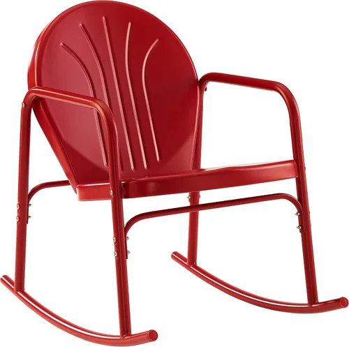 Vista 10 de Crosley Furniture Griffith - Juego de 2 mecedoras de metal retro para exteriores, para porche, terraza, balcón, patio trasero, rojo brillante