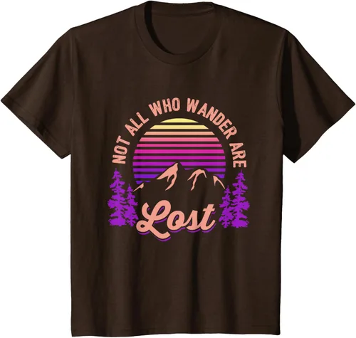 Vista 35 de Not All Who Wander Are Lost Vintage Mountains - Camiseta de senderismo, Negro, S