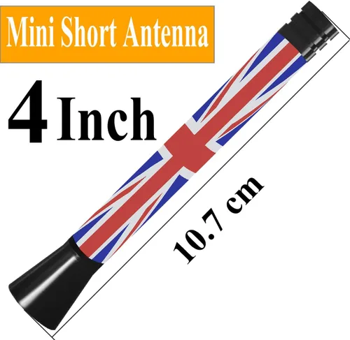 Vista 2 de Antena corta de bandera roja de 4 pulgadas para BMW Mini Cooper (2001-2022), mástil de repuesto de antena Mini Cooper
