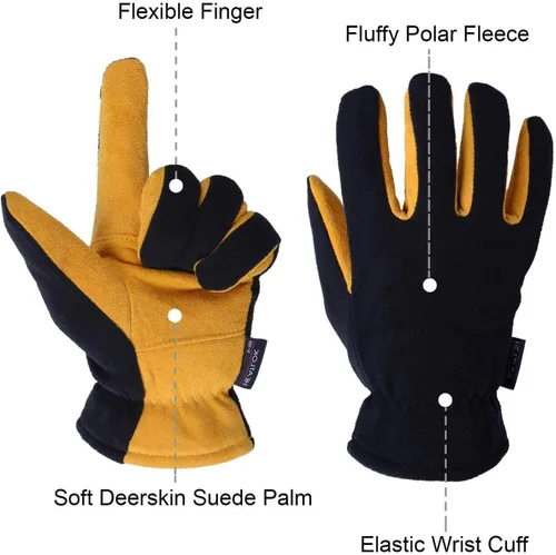 Vista 3 de SKYDEER Super Soft and Warm Winter Gloves with Deersplit Leather Suede and 3M Thinsulate Insulation for Cold Weather SD5176T