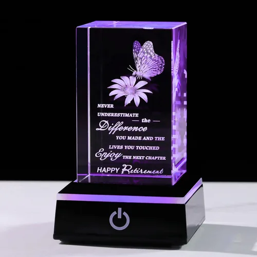 Vista 7 de Regalos de jubilación Qianwei para mujeres y hombres 2025 para compañeros de trabajo - Regalo de despedida en 3D de cristal para compañeros