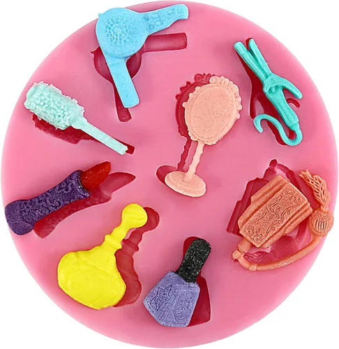 Vista 2 de FUNSHOWCASE Herramienta de maquillaje de vestir molde de silicona de caramelo para decoración de pasteles, arcilla, manualidades