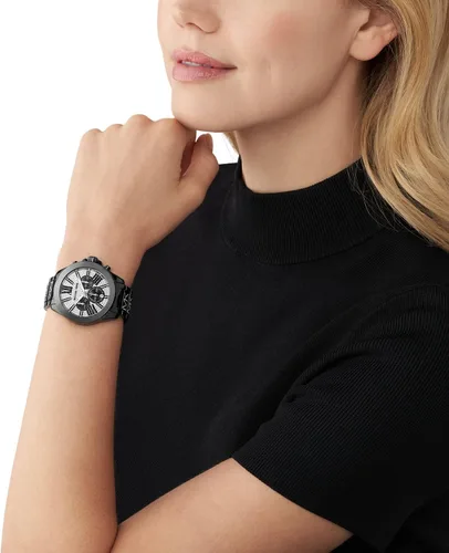 Vista 4 de Michael Kors Wren - Reloj cronógrafo de acero inoxidable, Negro y plata