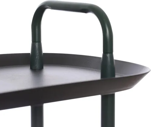Vista 9 de Main + Mesa Carrito moderno de plástico y metal de 2 niveles, negro y verde oscuro