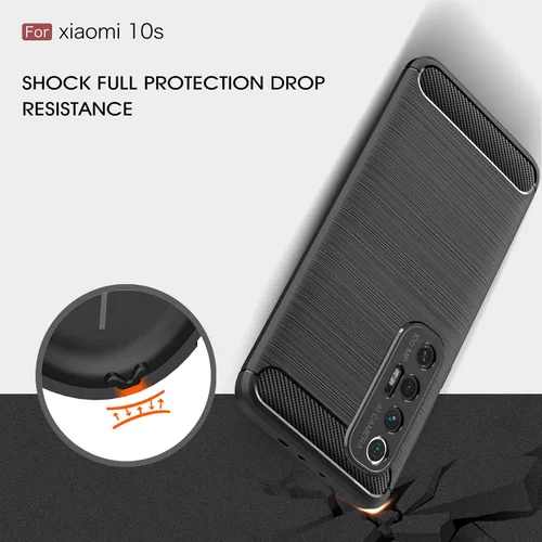 Vista 3 de Funda compatible con Xiaomi Mi 10S, cubierta de diseño de textura de fibra de carbono, funda de absorción de impactos diseñada para Xiaomi Mi 10S